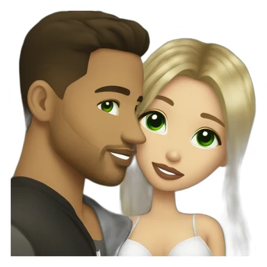 kiss-kiss romeo santos and girl green eyes and very long dark blond hair sticker