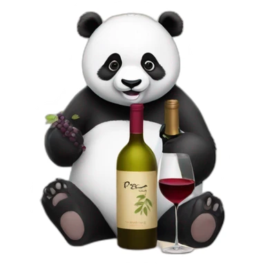 panda with wine sticker