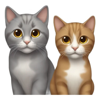 two cats, one brown long hair and one gray short hair sticker