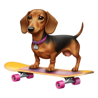 dachshund riding a skateboard sticker