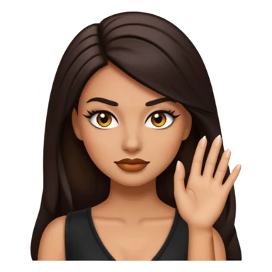 baddie emoji with confident smirk, long lashes, glossy makeup, hand on face, fierce vibe


 sticker