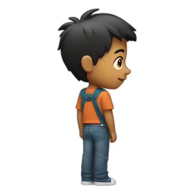 A boy stand alone from back sticker
