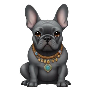 dark gray french bulldog shamanism sticker