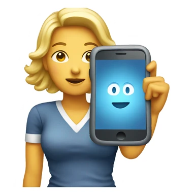 woman showing big phone sticker