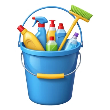 bucket with cleaning items sticker