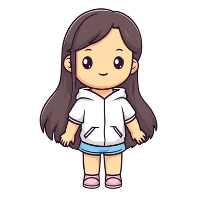 A girl has long hair black sticker