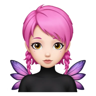 Fairy pink black hair pretty sticker