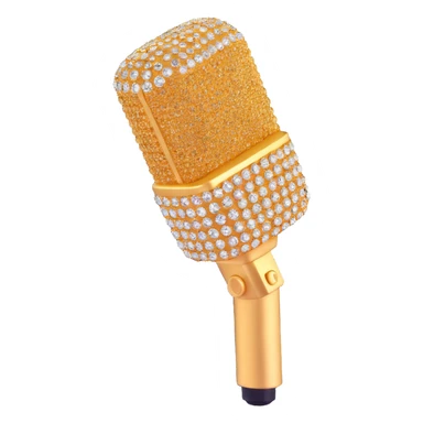 glamorous gold microphone with rhinestones sticker