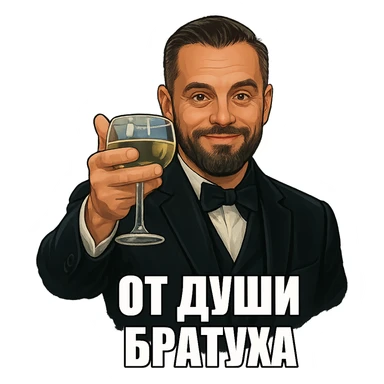 Из герой на фотографии сделай знаменитый мем с Ди Каприо из Великого Гэтсби, слегка рисованный, но при этом реалистичный объемный стиль, прозрачный фон sticker