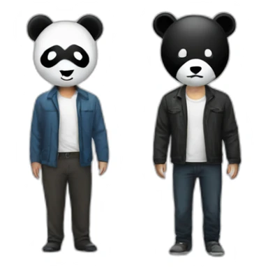 Wearing a panda mask and a man sticker