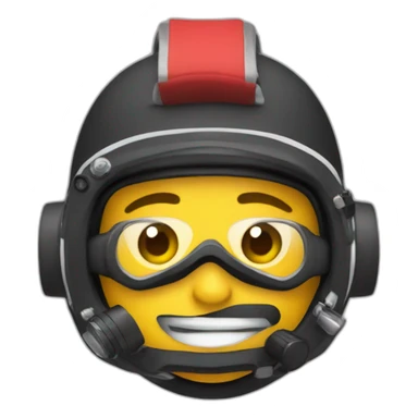 scuba diver, wearing a read beanie and with a camera sticker