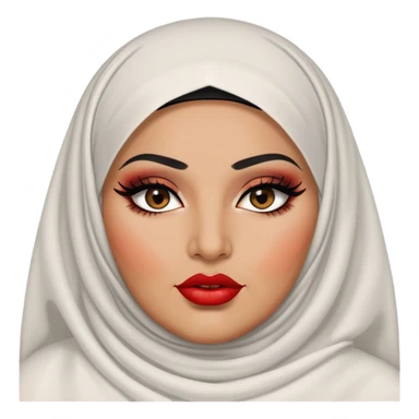 big plus size, arab, veil, baddie,pretty, makeup, bright red lipgloss, black eyeliner, sticker