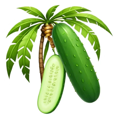 cucumber hangs on a palm tree branch sticker