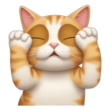embarrased cat covers eyes with paws sticker