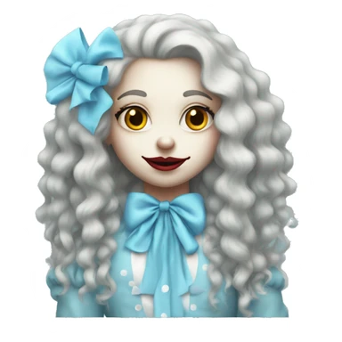 Pretty sky blue clown girl long hair  sticker