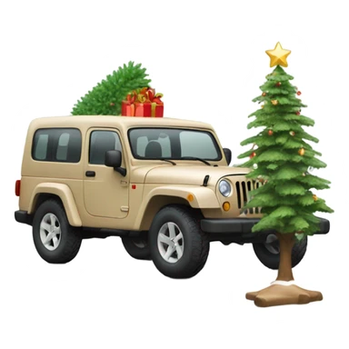 beige explore jeep car with christmas tree sticker