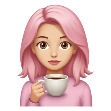 Crea una chica güerita con pelo largo café claro y raíces güeras, ojos rasgados cafés oscuros, suéter o camisa rosa claro sticker