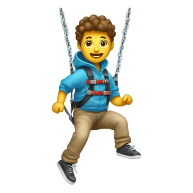 A person bungee jumping while playing with toys who is wearing baggy clothes sticker