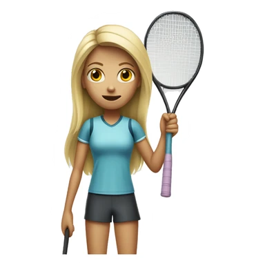 blond tall girl with fear with tennis racket at hand sticker