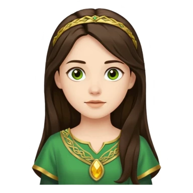 Juno from Olympus Gods with long dark brown hair, green tunic sticker