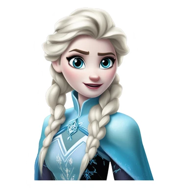 Warcraft award winning frozen Elsa in Marvel Avengers style, oil paint, mysterious eyes, intricate lips, masterpiece pose, odd perspective, beautiful, desirable, logical sticker