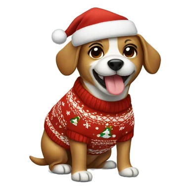 Dog Wearing A Christmas Sweater  sticker