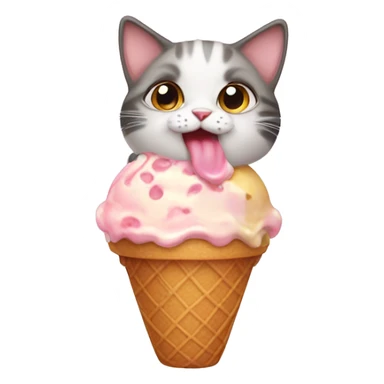 Baby cat with ice cream  sticker