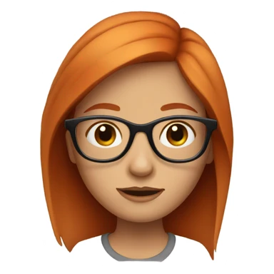 Red headed girl with large frame glasses and tiny eyes sticker