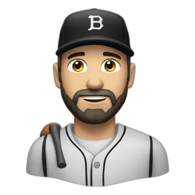 white guy with black beard and baseball hat sticker