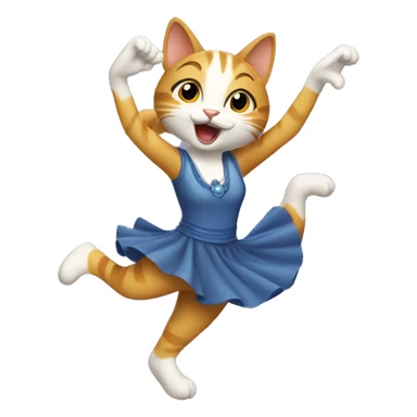 happy lady cat dancing sticker