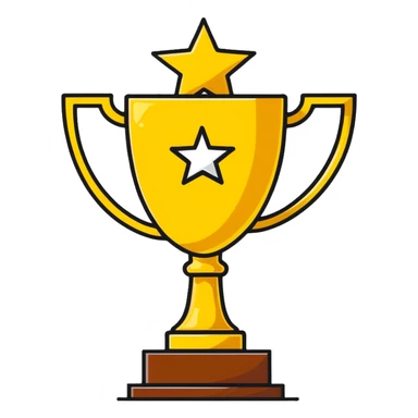 gold trophy with five stars above it sticker