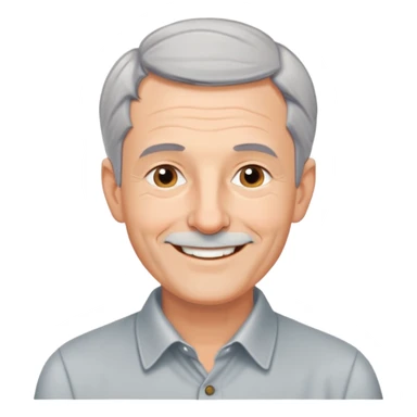 portrait of Hans Jonas, German philosopher, short gray hair, no glasses, clean-shaven, collared shirt, smiling sticker