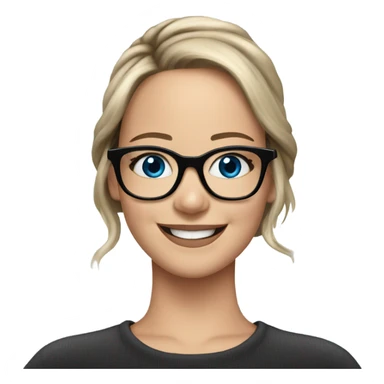 Brunette Jennifer Lawrence wearing black glasses and blue eyes happy  sticker