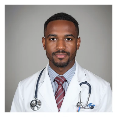 realistic doctor, diverse ethnicity, white coat, stethoscope, neutral background sticker