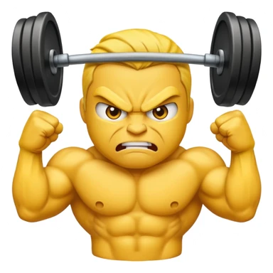 Regular angry emoji with crossed buff arms sticker