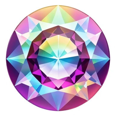 Faceted round mystic quartz with holographic rainbow effect and brilliant shine sticker