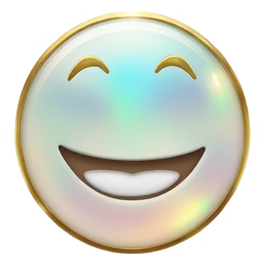 opal gemstone smiling face with gold border sticker
