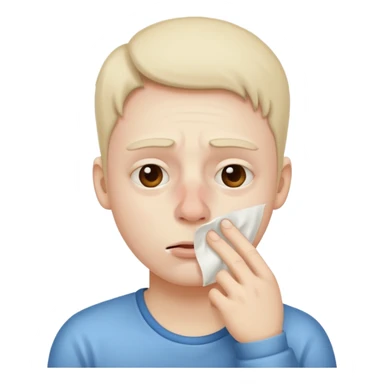 sick person with tissue on nose, fever and is shaking. sticker
