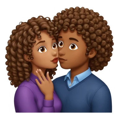Brown skin girl with curly hair kissing brown skin man sticker