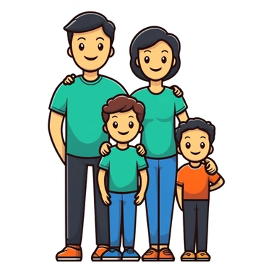 happy white family of three - dad mom and son sticker