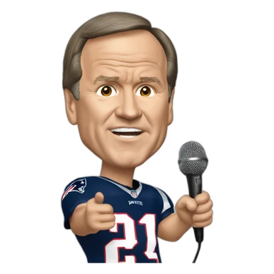 bill belichick, new england patriots, with microphone sticker