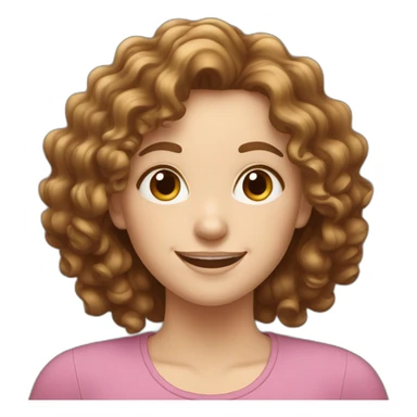 happy white girl with brown curly hair  sticker