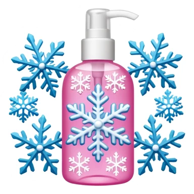pink body mist bottle with white snowflakes sticker