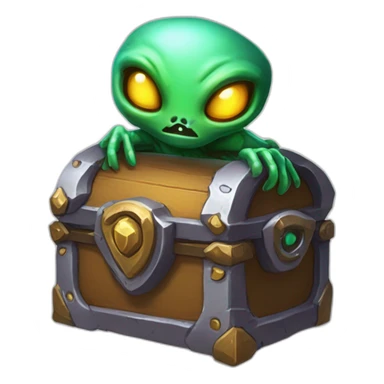 alien corrupted chest futuristic roguelike rpg style inspired by hearthstone sticker
