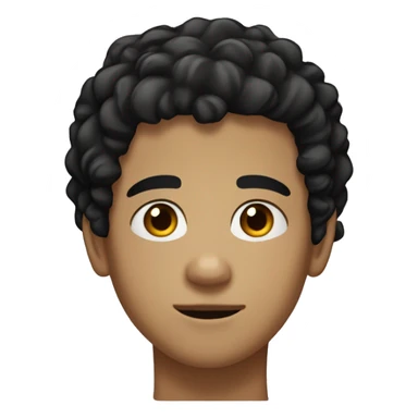 Only the head of a teenage boy with slightly curly black hair, light skin tone, slightly thick eyebrows, brown eyes, a beautiful nose  sticker