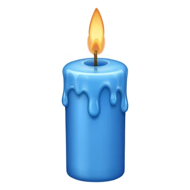 A blue candle at 45 degree angle, wax dripping down sticker