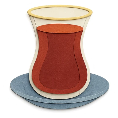 çay in a tulip glass with layered paper look sticker