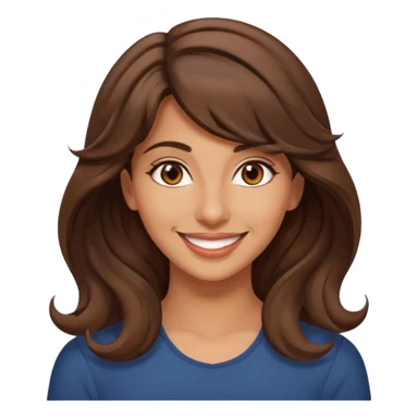 30 yr old middle eastern woman wavy brown hair side bangs big smile tanned skin brown eyes sticker