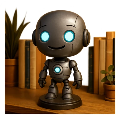 friendly bobblehead style robot sticker