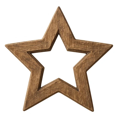 star with a wood texture, no background, transparent center sticker